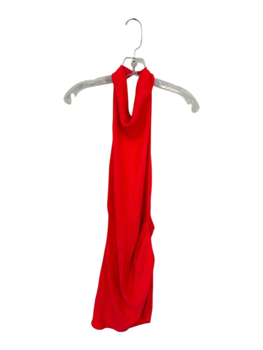Amanda Uprichard Size XS Neon Red Polyester Halter Neck Gathered Side Dress Neon Red / XS