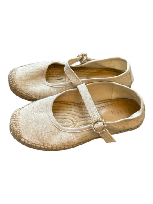 J. Crew Shoe Size 6.5 Tan Canvas Metallic Buckle Mary Jane Espadrille Tan / 6.5