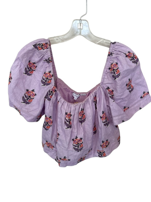 Rhode Size XS Lavender Linen Square Neck babydoll Floral Print Top Lavender / XS
