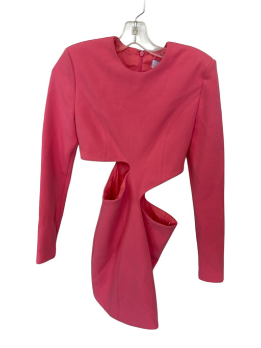 Misha Size XS Hot pink Polyester Blend Long Sleeve Cut Outs Shoulder Pads Dress Hot pink / XS