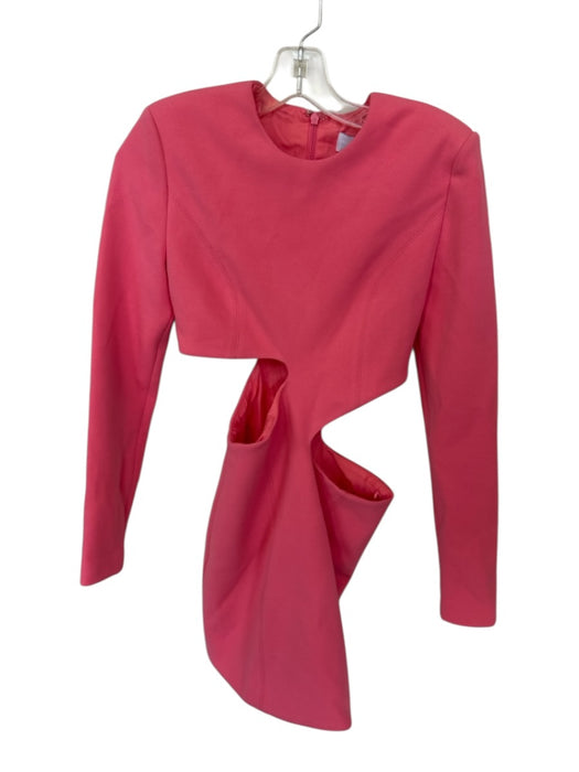 Misha Size XS Hot pink Polyester Blend Long Sleeve Cut Outs Shoulder Pads Dress Hot pink / XS