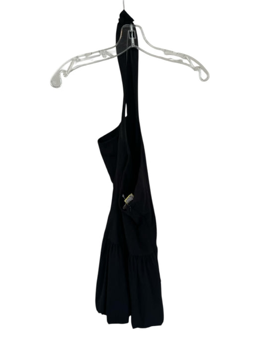 Reformation Size 0 Black Cotton Halter Neck Mini Bubble Hem Dress Black / 0