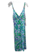 Lilly Pulitzer Size 10 Purple & Green Rayon Sleeveless padded Midi Dress Purple & Green / 10