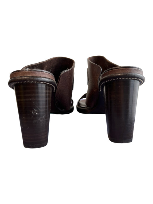 Robert Clergerie Shoe Size 5.5 Brown Leather open toe brass Buckle Mule Shoes Brown / 5.5
