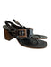 Prada Shoe Size 34.5 Brown Patent Leather Wood Heel Slingback Buckle Shoes Brown / 34.5