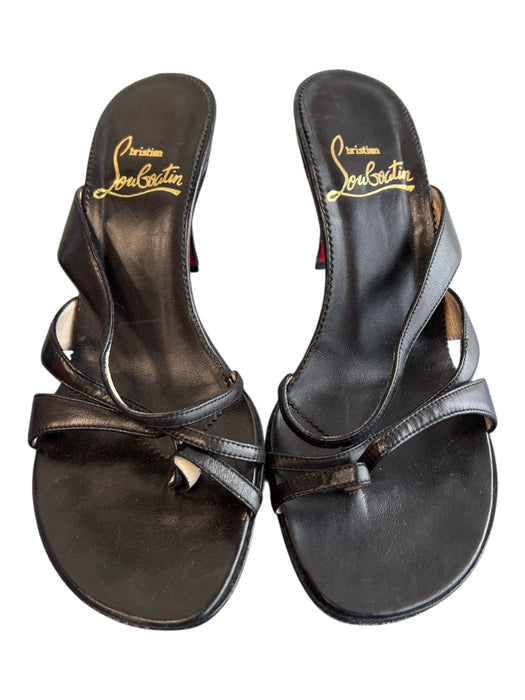 Christian Louboutin Shoe Size 35.5 Black Leather High Heel Open Toe & Heel Shoes Black / 35.5