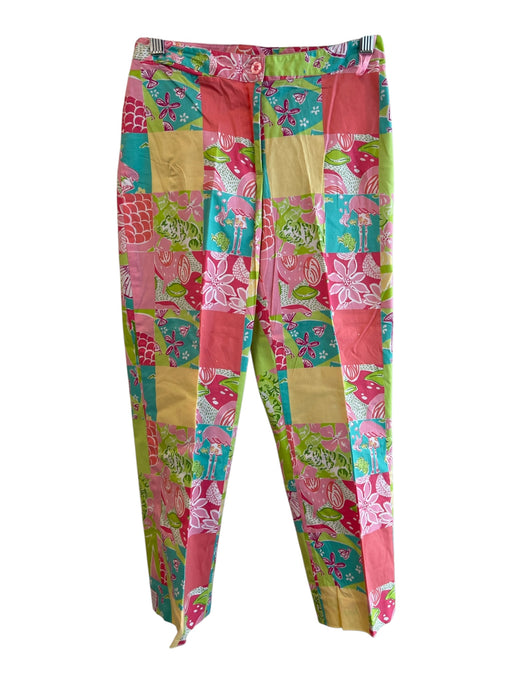 Lilly Pulitzer Size 0P Pink, Green, & Yellow Print Cotton Blend Low Rise Pants Pink, Green, & Yellow Print / 0P
