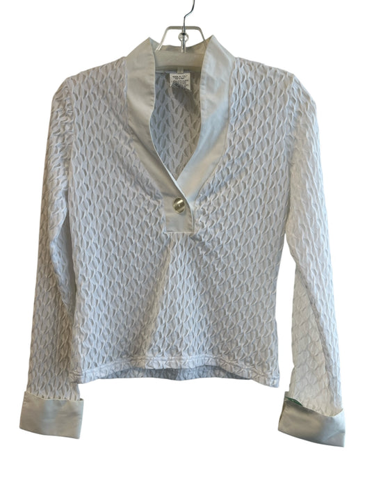 Nara Camicie Size 1 White Polyester Blend Sheer V Neck Long Sleeve Top White / 1