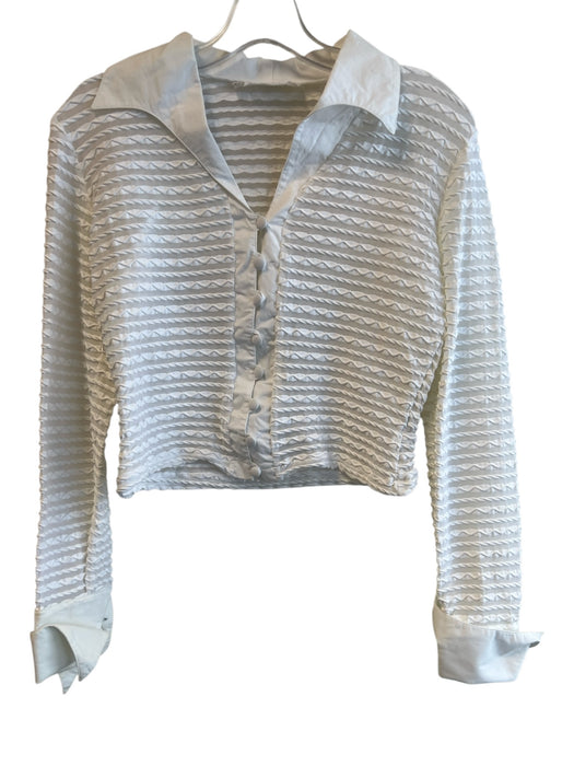 Rayure Size 38 White Polyamide Blend Button Front Sheer Striped Top White / 38