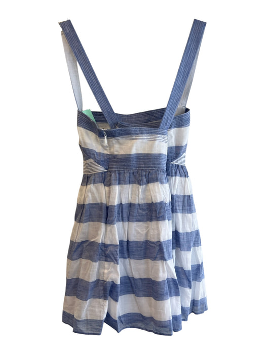 J Crew Size 0 Blue & White Cotton Button Strap Empire Waist Striped Top Blue & White / 0