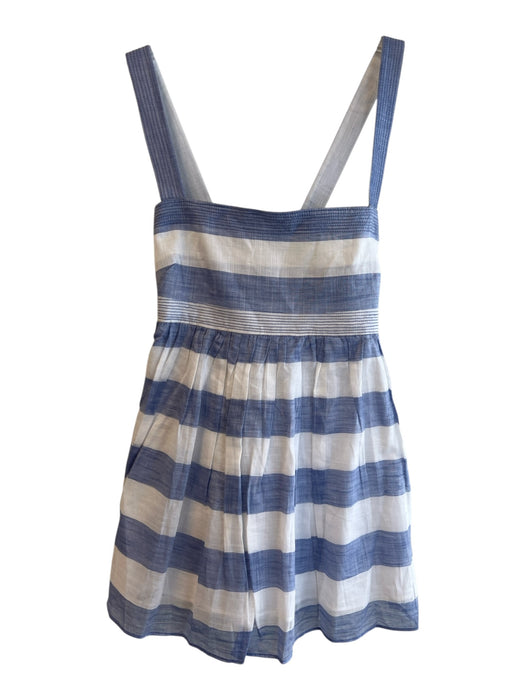 J Crew Size 0 Blue & White Cotton Button Strap Empire Waist Striped Top Blue & White / 0