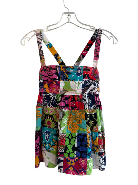 J Crew Size 0 Multi Color Cotton Button Strap Empire Waist Patchwork Top Multi Color / 0