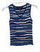 Adrienne Vittadini Size P Blue & White Cotton Sleeveless Striped Knit V Neck Top Blue & White / P