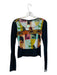 Custo Size 2 Black & Multi Cotton Long Sleeve Faces Wide Neck Top Black & Multi / 2
