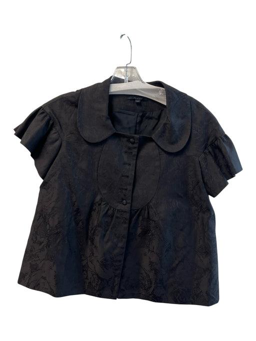 Alice Ritter Size 0 Black Cotton & Silk Half Button Textured Cropped Jacket Black / 0