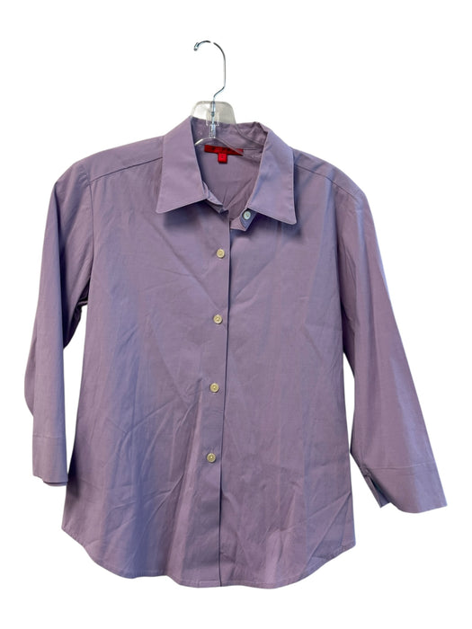 Burns Size Small Lavender Rayon Button Down Collared Long Sleeve Top Lavender / Small