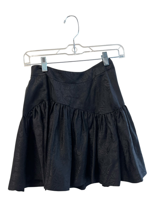 Alice Ritter Size 2 Black Silk Side Accent Side Buttons Jaquard Mini Skirt Black / 2