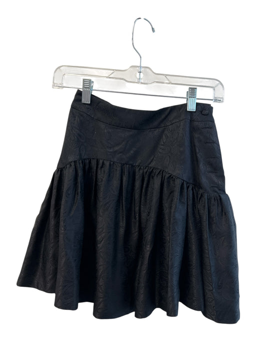 Alice Ritter Size 2 Black Silk Side Accent Side Buttons Jaquard Mini Skirt Black / 2