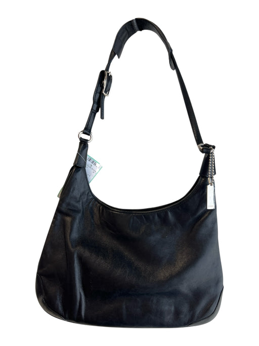 Coach Black Leather Silver Hardware Magnetic Close Shoulder Bag Bag Black / Small