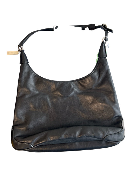 Coach Black Leather Silver Hardware Magnetic Close Shoulder Bag Bag Black / Small
