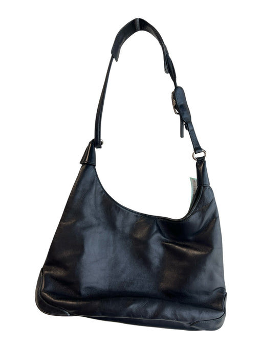 Coach Black Leather Silver Hardware Magnetic Close Shoulder Bag Bag Black / Small
