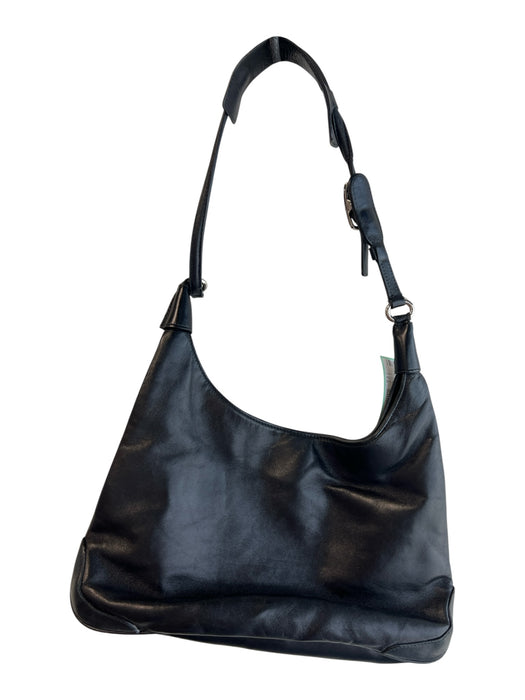 Coach Black Leather Silver Hardware Magnetic Close Shoulder Bag Bag Black / Small