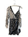 Self Portrait Size 2 Black & White Viscose Animal Print Long Sleeve V Neck Dress Black & White / 2