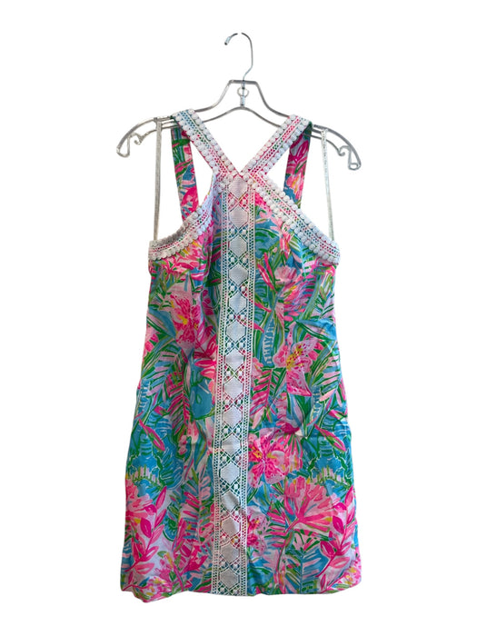 Lilly Pulitzer Size 3 Blue, Green & Pink Cotton Blend Sleeveless Back Zip Dress Blue, Green & Pink / 3