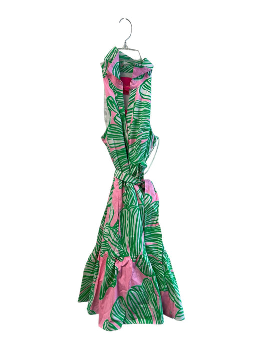 Lilly Pulitzer Size 00 Green & Pink Cotton Blend Sleeveless Collared Dress Green & Pink / 00