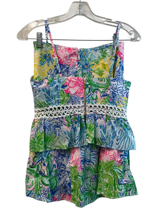 Lily Pulitzer Size 0 Blue, Pink & Multi Cotton Cropped Abstract Print Skirt Set Blue, Pink & Multi / 0