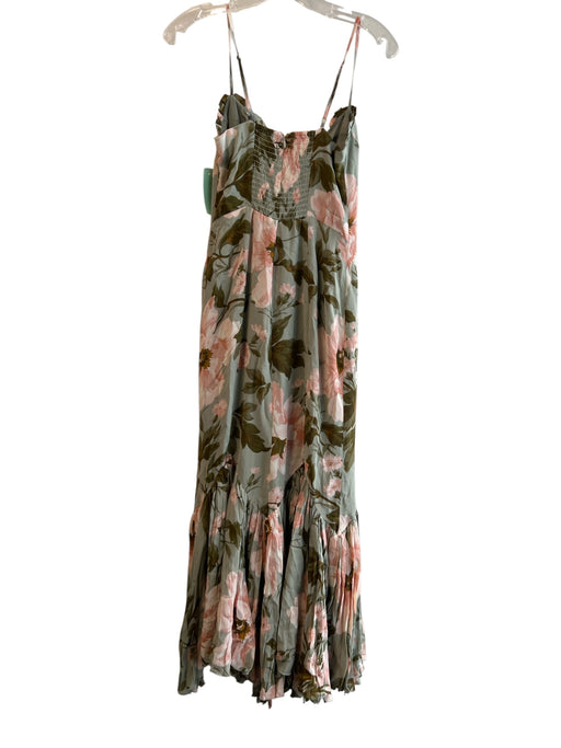 Reformation Size 2 Green & Pink Viscose Sleeveless Floral Maxi Dress Green & Pink / 2