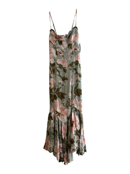 Reformation Size 2 Green & Pink Viscose Sleeveless Floral Maxi Dress Green & Pink / 2