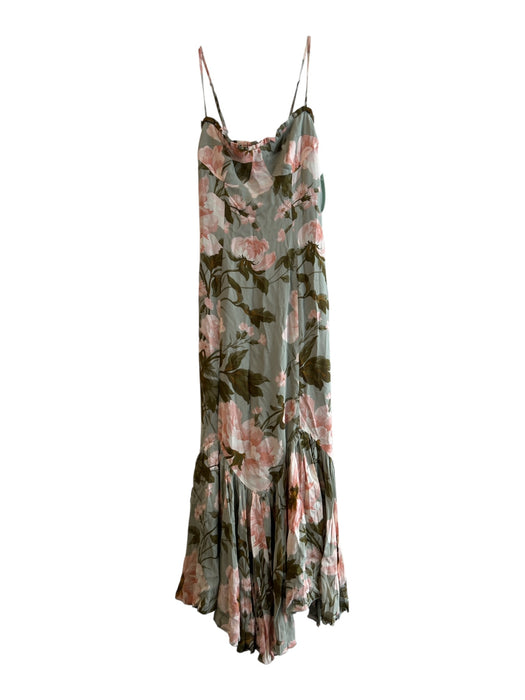 Reformation Size 2 Green & Pink Viscose Sleeveless Floral Maxi Dress Green & Pink / 2