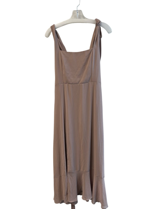 Show Me Your Mumu Size L Tan Polyester Tie Strap Sleeveless Shirred Back Dress Tan / L