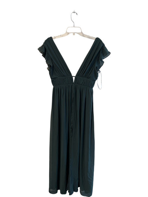 Lulu's Size M Forest Green Polyester V Neck & Back Sleeveless Ruffle Dress Forest Green / M