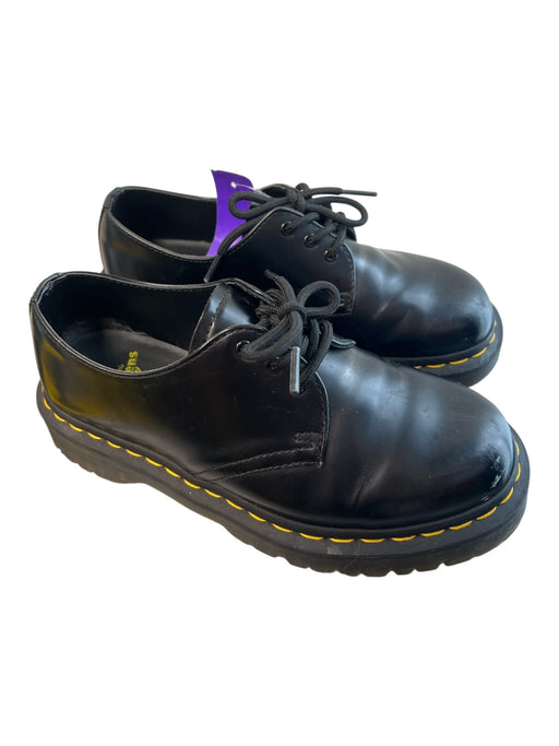Dr Marten Shoe Size 7 Black Leather Round Toe lace up Platform Loafer Shoes Black / 7
