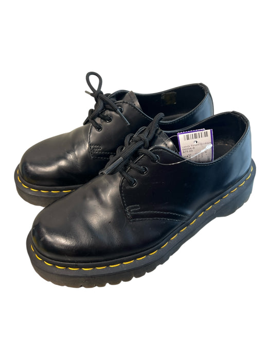 Dr Marten Shoe Size 7 Black Leather Round Toe lace up Platform Loafer Shoes Black / 7