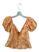 Song of Style Size XL Orange & Yellow Polyester jaquard Flowers Cropped Top Orange & Yellow / XL