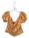 Song of Style Size XL Orange & Yellow Polyester jaquard Flowers Cropped Top Orange & Yellow / XL