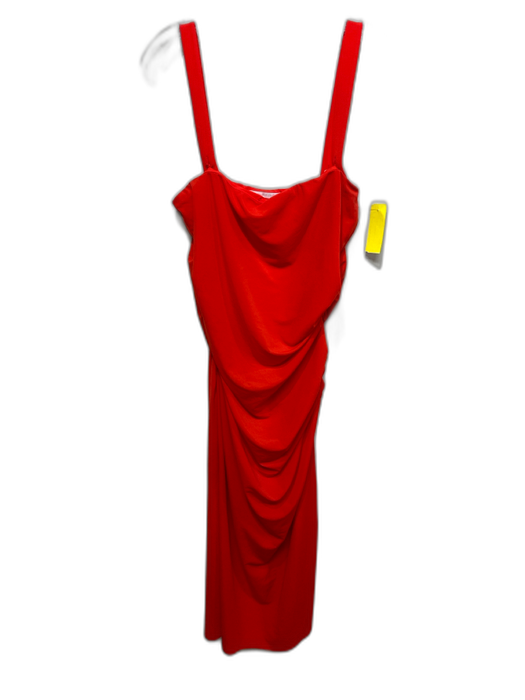 Helmut Lang Size XL Orange Polyester Rouched Sleeveless Dress Orange / XL