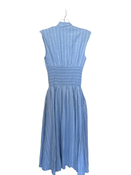 By Anthropologie Size XS Light Blue Linen Blend Striped Cinched Waist Dress Light Blue / XS