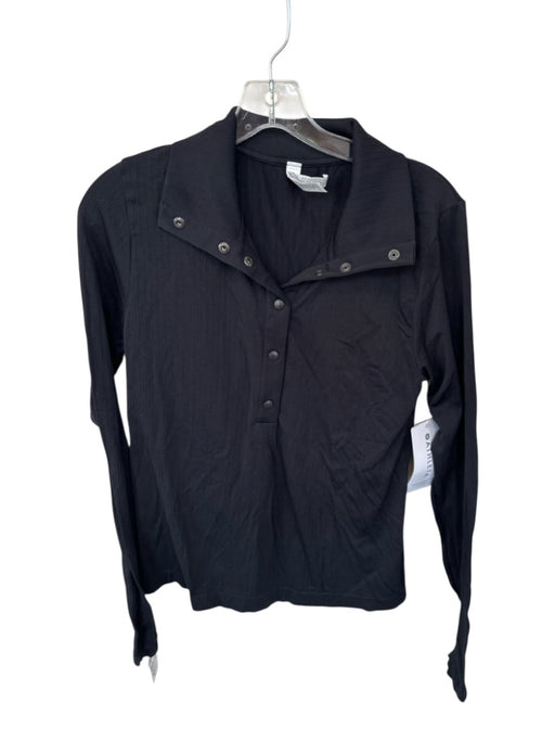 Athleta Size M Black Nylon Blend Long Sleeve Collar Buttons Athletic Top Black / M