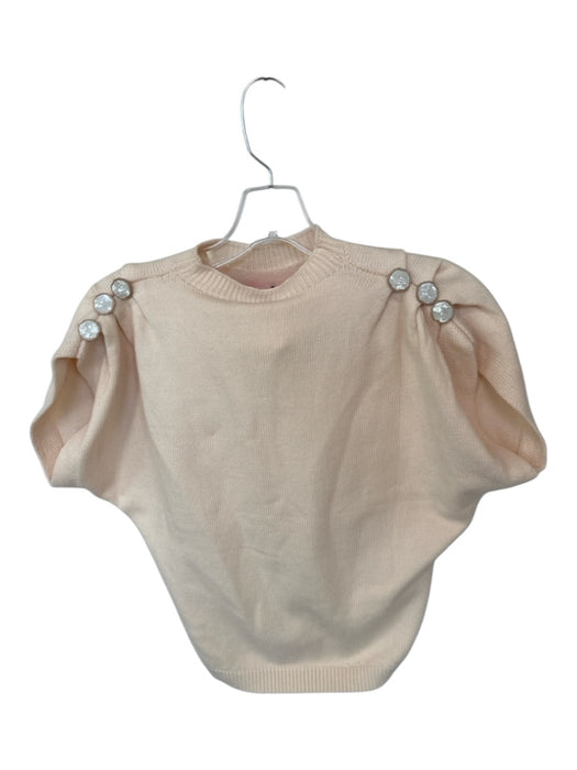 THML Size S Cream Viscose Blend Short Sleeve Shoulder buttons Knit Sweater Cream / S