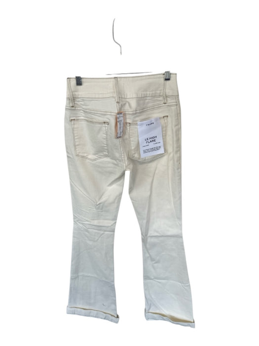 Frame Size 26 Cream Cotton Blend High Waist Stitching Flare Jeans Cream / 26