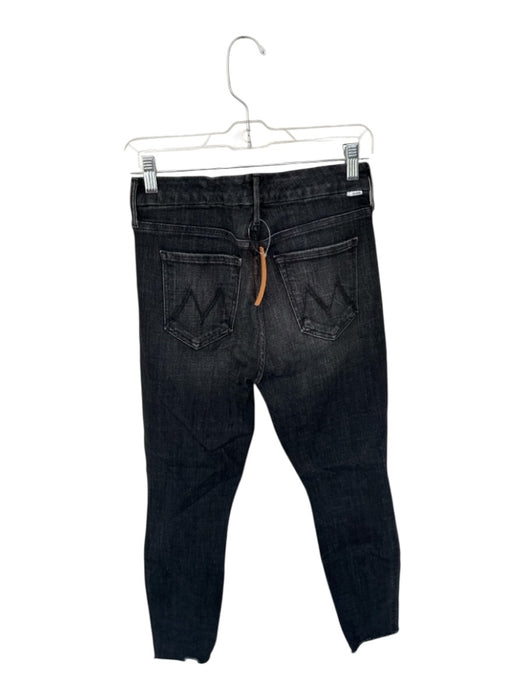 Mother Size 27 Black Cotton Blend High Waist Straight Leg Raw Hem Jeans Black / 27