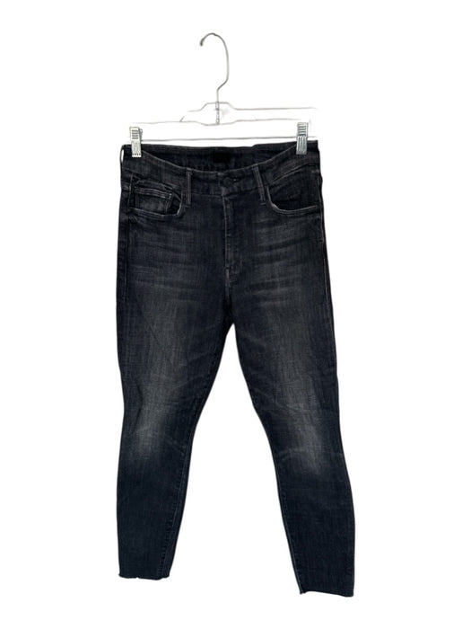Mother Size 27 Black Cotton Blend High Waist Straight Leg Raw Hem Jeans Black / 27