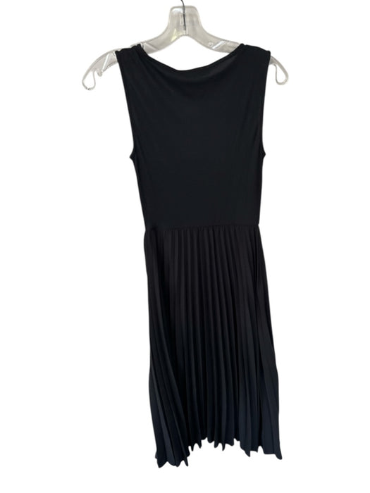 Mango Size XS Black Polyester Sleeveless Ribbed Acordian Pleats Maxi Dress Black / XS