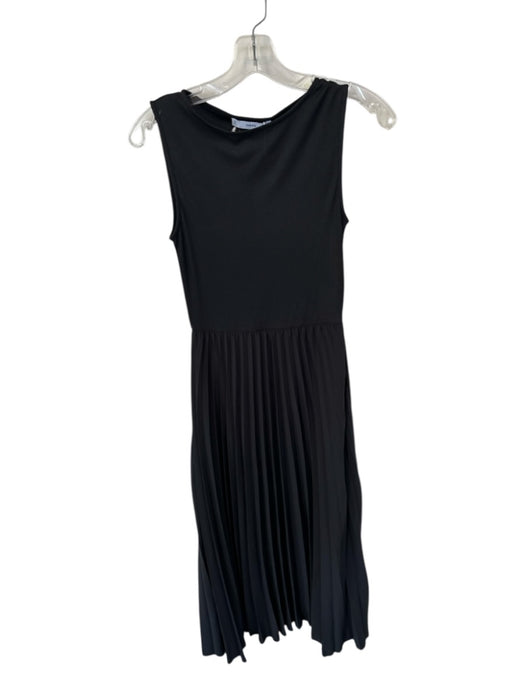 Mango Size XS Black Polyester Sleeveless Ribbed Acordian Pleats Maxi Dress Black / XS