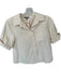 Lilla P Size XS Cream Cotton Short Cuff Sleeve Button Down Collar Top Cream / XS