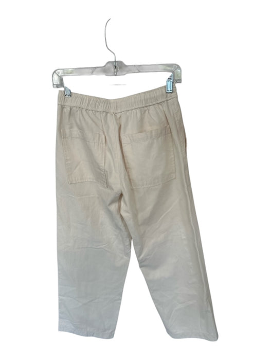 Lilla P Size XS Cream Cotton High Waist Drawstring Straight Leg Pants Cream / XS